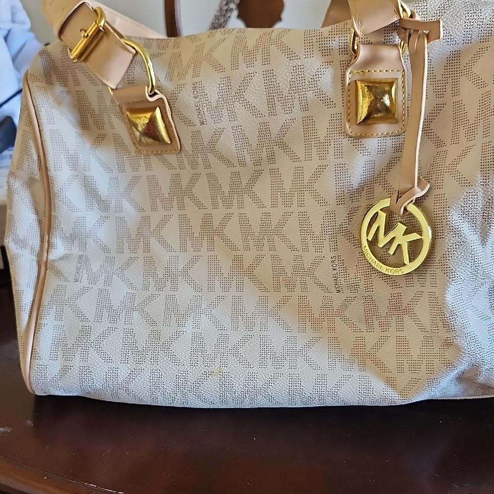Michael Kors Beige Monogram Tote Bag